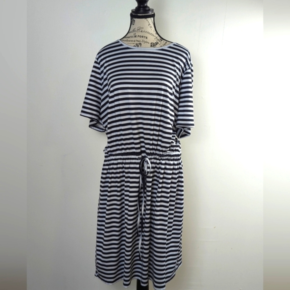 Shein| Black and White Striped Midi Dress